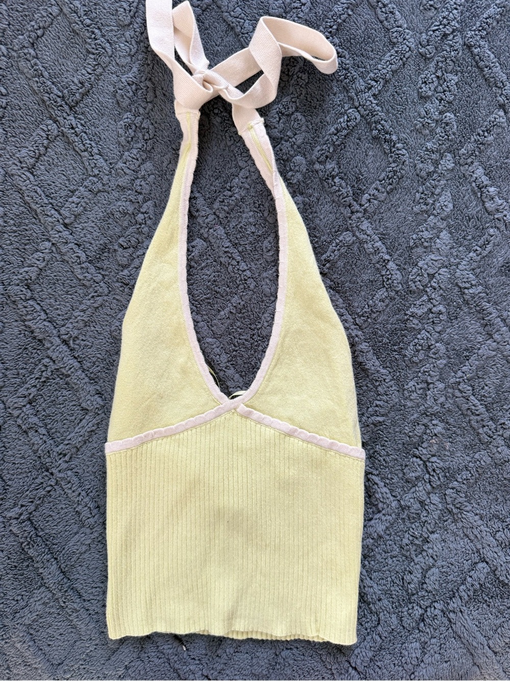 Kimchi Blue Pale Yellow Halter Ribbed Crop Top